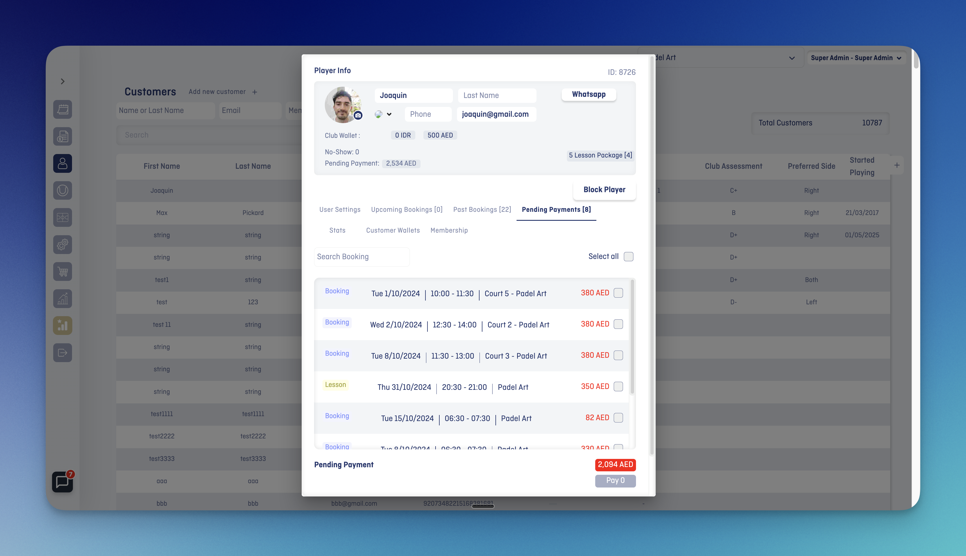 Customer Details Modal